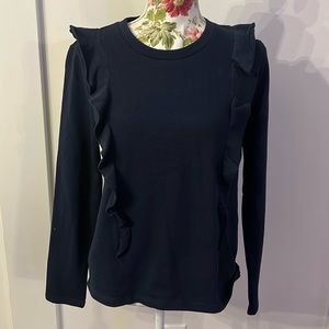 J. Crew Mercantile Navy ruffle front shirt